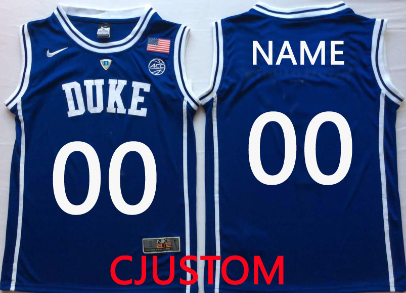 Custom NCAA Men Duke Blue Devils Blue Men NCAA Jerseys